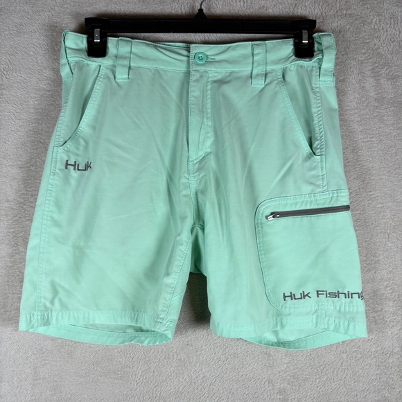 Huk Other - Huk Next Level Shorts Men 30 Mint Green Performance Fishing Cargo Pockets Summer